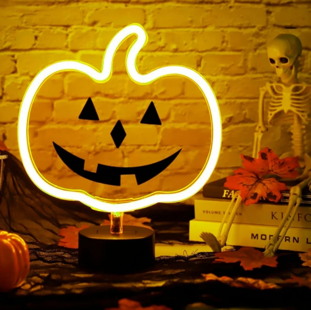 Jack o Lantern Pumpkin Neon Sign Light Warm White Halloween Party Jackolantern